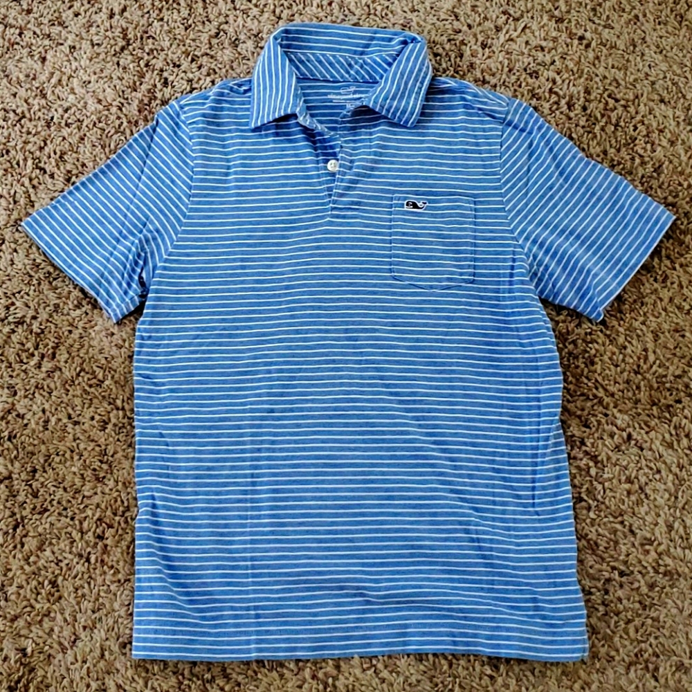 Blue striped polo